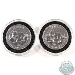 2014 Canada $8 Arctic Fox 1 1/2oz Fine Silver Coins encapsulated (TAX Exempt). 2pcs.