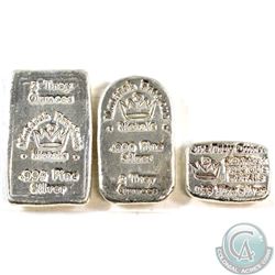 Monarch 1oz, 2oz, 3oz, Fine Silver Bars (TAX Exempt). 3pcs.