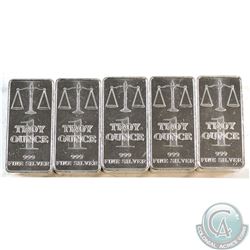 Monarch 1oz Fine Silver Balance Scale Brick Bars (TAX Exempt). 5pcs