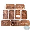Image 1 : Lot of 1oz Fine Copper Bars with 9 Different Designs (TAX Exempt). 9pcs.