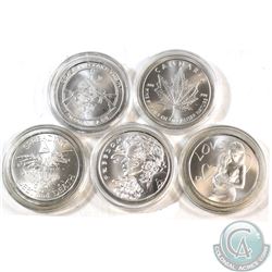 2013 Silver Shield 1oz Fine Silver Rounds with 5 Different Designs (TAX Exempt). You will receive th