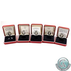 Lot of 1984-1987 & 1989 Great Britain Sterling Silver Proof Piedfort 1 Pound Coins Encapsulated in R