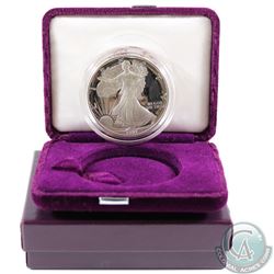 1991 United States 1oz Fine Silver Proof American Eagle (TAX Exempt). Original mint packaging with C