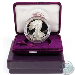 1992 United States 1oz Fine Silver Proof American Eagle (TAX Exempt). Original mint packaging with C