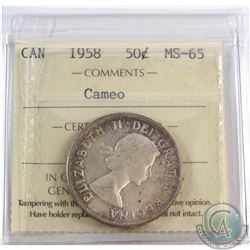 1958 Canada 50-cent ICCS Certified MS-65 Cameo