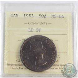 1953 Canada 50-cent LD SF ICCS Certified MS-64