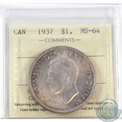 1937 Canada Silver $1 ICCS Certified MS-64