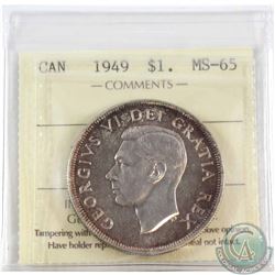 1949 Canada Silver $1 ICCS Certified MS-65