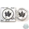 Image 1 : 2004 Virgo & 2012 Titanic 1oz .9999 Fine Silver Maple Leafs. Coin are toned (Tax Exempt)2pcs
