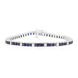14KT White Gold 5.50 ctw Sapphire and Diamond Bracelet