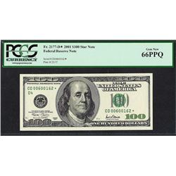 2001 $100 Federal Reserve STAR Note PCGS Gem New 66PPQ