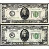 Image 1 : Lot of (2) 1928B $20 Federal Reserve Notes