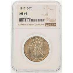 1917 Walking Liberty Half Dollar Coin NGC MS63