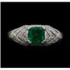 Image 1 : 18KT White Gold 1.20 ctw Emerald and Diamond Ring