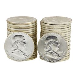 Lot of 1963 & 1963-D Brilliant Uncirculated Franklin Half Dollar Rolls
