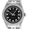Image 1 : Rolex Men's Stainless Steel Black String Diamond 36MM Datejust Wristwatch