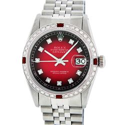 Rolex Men's Stainless Steel Red Vignette Diamond & Ruby Datejust Wristwatch