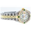 Image 3 : Rolex Ladies Two Tone 14K MOP Diamond & Emerald Datejust Wristwatch