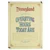 Image 1 : Disneyland "Operating Hours" Metal Sign.