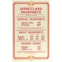 Disneyland Passports Price Sign.