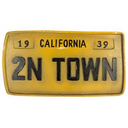  2N TOWN  Prop License Plate.