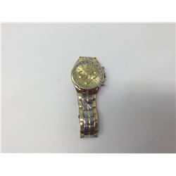 NEW Gents Gold Tone Multi Dial Quartz Wrist Watch