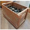 Image 1 : VINTAGE WOOD CRATE & BOTTLES