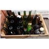 Image 1 : WOOD CRATE W/VINTAGE GREEN GLASS BOTTLES