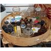 Image 1 : WOODEN TRAY W/MISC JARS & INK BOTTLES