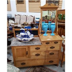 ANTIQUE MARBLE TOP TILE BACK WASH STAND