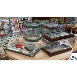 THREE DISPLAY BOXES & ONE MIRRORED TRAY