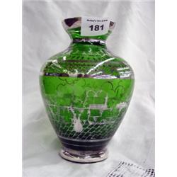 Glass Vase, with Silver Overlay