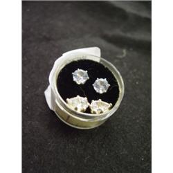 Two Pairs, Cubic Zircon Earrings: Aquamarine and Teardrops.