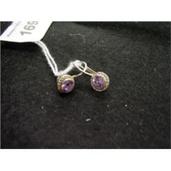 Pair, Amethyst and Silver Earrings.