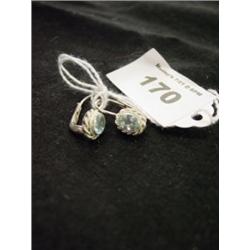 Pair, Aquamarine and Silver Earrings.