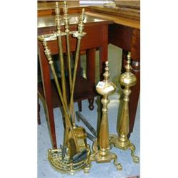 Pair of Brass Fireplace Tools