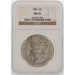 1886 $1 Morgan Silver Dollar Coin NGC MS63