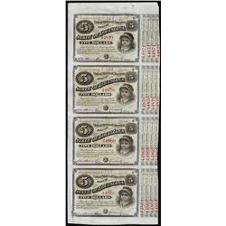 Uncut Sheet of (4) State of Louisiana Baby Bond Obsolete Notes
