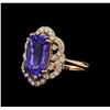 Image 1 : 5.58 ctw Tanzanite and Diamond Ring - 14KT Rose Gold