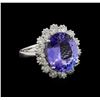 Image 1 : 6.28 ctw Tanzanite and Diamond Ring - 14KT White Gold