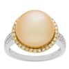 Image 2 : 0.42 ctw Yellow and White Diamond and Pearl Ring - 18KT White and Yellow Gold