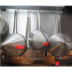 4 Bouilon (Cone) Strainers & Misc. Fryer Strainers