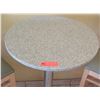 Image 2 : Round Sand Colored Granite Bar Height Table (23.5" Dia, 42" H) & Two Waymar Chairs