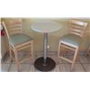 Image 1 : Round Sand Colored Granite Bar Height Table (23.5" Dia, 42" H) & Two Waymar Chairs