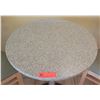 Image 2 : Round Sand Colored Granite Bar Height Table (23.5" Dia, 42" H) & Two Waymar Chairs