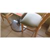 Image 3 : Granite Sand Color Table w/Metal Base (24" x 30 x 29.5" H) & Two Waymar Chairs