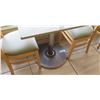 Image 2 : Granite Sand Color Table w/Metal Base (24" x 30 x 29.5" H) & Two Waymar Chairs