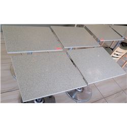 Qty 4 Granite Sand Color Tables w/Metal Base (24" x 30 x 29.5" H), Random Chipped Corners/Edges