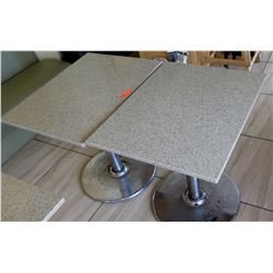 Qty 2 Granite Sand Color Tables w/Metal Base (24" x 30 x 29.5" H), Random Chipped Corners/Edges