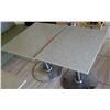 Image 1 : Qty 2 Granite Sand Color Tables w/Metal Base (24" x 30 x 29.5" H), Random Chipped Corners/Edges